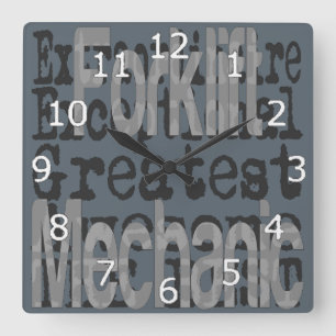 Forklift Mechanic Extraordinaire Square Wall Clock