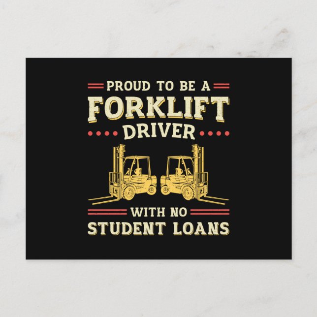 Forklift Operator Proud To Be A Forklift Driver Postcard (Front)