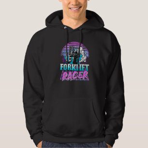 Forklift Racer Retrowave Vintage 80s Retro Forklif Hoodie
