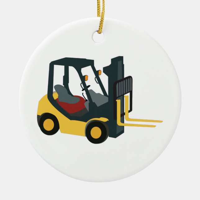 Forklift Truck Ceramic Ornament (Front)