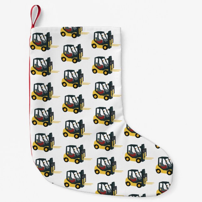 Forklift Truck Small Christmas Stocking (Front)