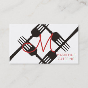 Forks monogram chef catering business card