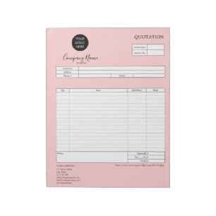 Form Business Quotation, Invoice, Add Your Logo Notepad