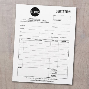 Form Business Quotation, Invoice or Sales Receipt Custom Letterhead