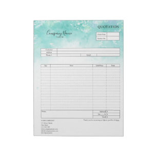 Form Business Quotation, Invoice or Sales Receipt  Notepad