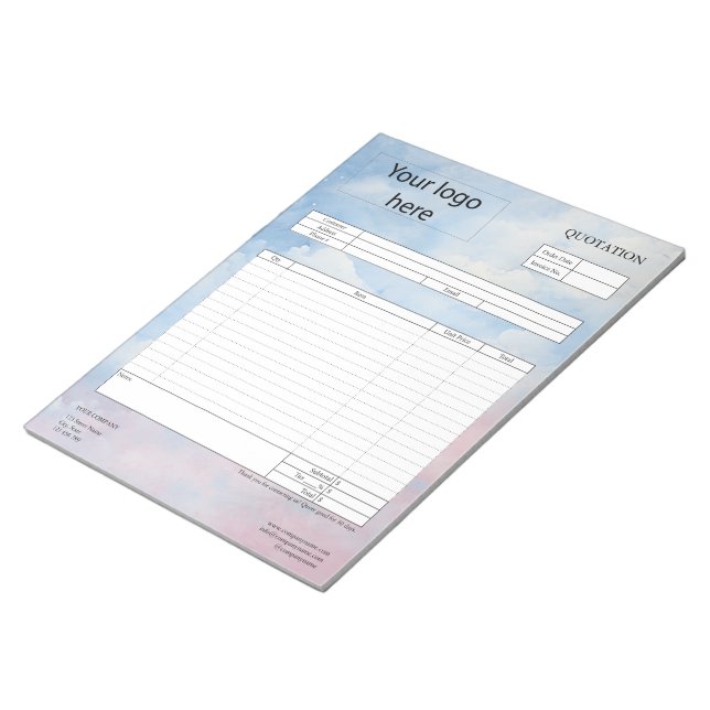 Form Business Quotation, Invoice or Sales Receipt  Notepad (Angled)
