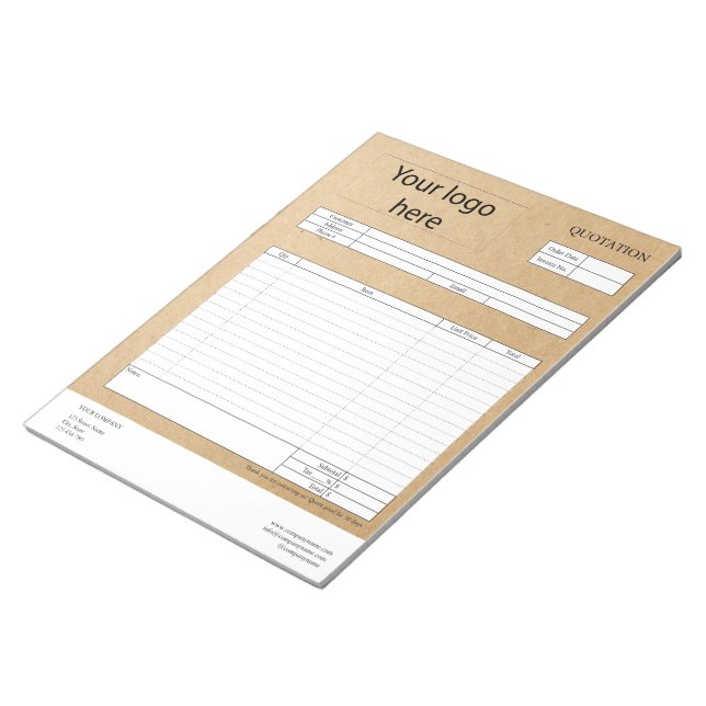 Form Business Quotation, Invoice or Sales Receipt  Notepad (Angled)