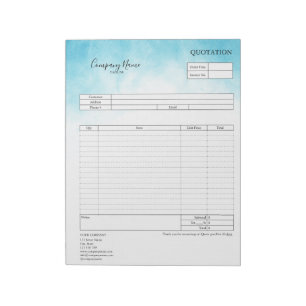 Form Business Quotation, Invoice or Sales Receipt  Notepad