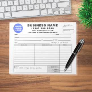 Form Business Quotation Invoice Sales Receipt Notepad
