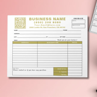 Form Business Quotation Invoice Sales Receipt QR Notepad