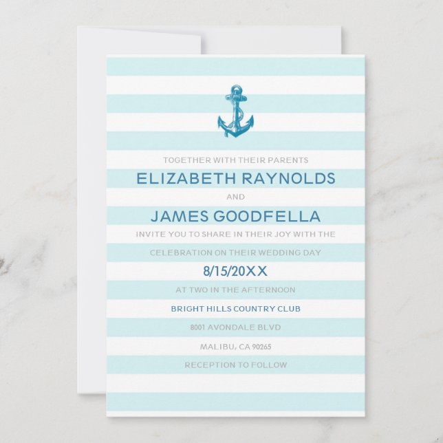 Formal Anchor Nautical Wedding Invitations (Front)