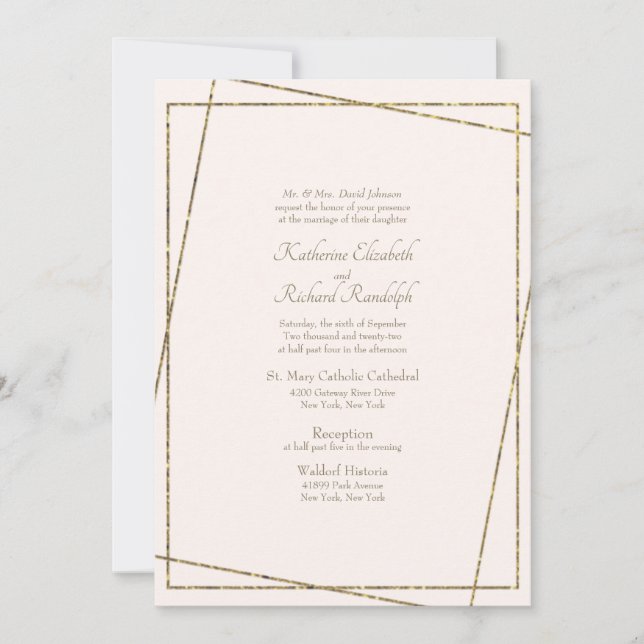 Formal and Elegant Wedding Blush Invitation (Front)