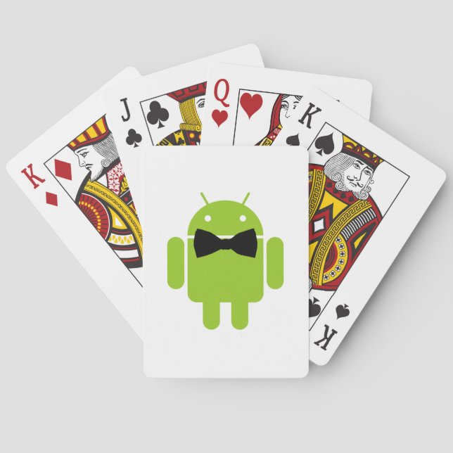 Formal Atire Green Android Robot Playing Cards (Back)