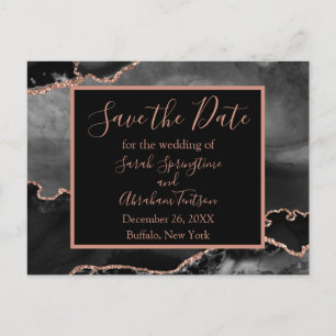 Formal Black Agate Save the Date Postcards
