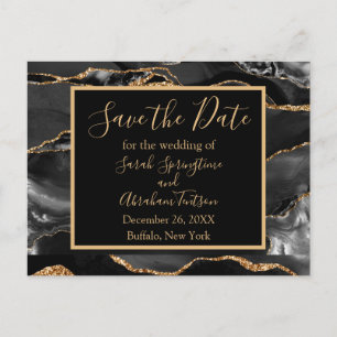 Formal Black Agate Save the Date Postcards