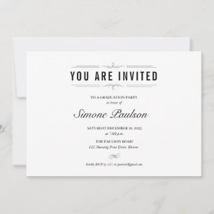 Formal Black and White Graduation Party Invitation