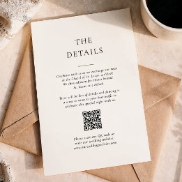 Formal Black and White QR Code Wedding Details Enclosure Card