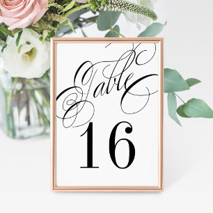 Formal Black and White Table Number Card - order 1