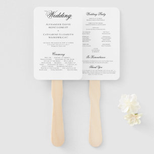 Formal Black And White Wedding Program Hand Fan