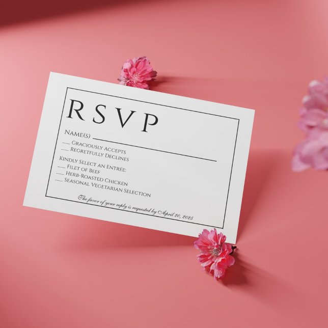 Formal Black and White Wedding RSVP Card (Creator Uploaded)