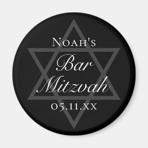 Formal Black Bar Mitzvah Star of David Custom Magnet