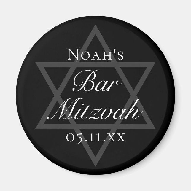 Formal Black Bar Mitzvah Star of David Custom Magnet (Front)