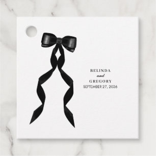 Formal Black Bow Ribbon Elegant Wedding Favour Tags