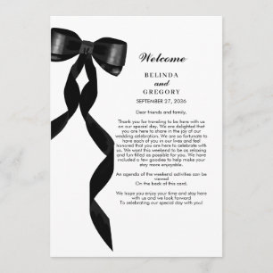 Formal Black Bow Ribbon Elegant Wedding Itinerary Program