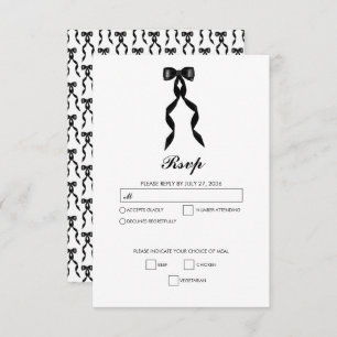 Formal Black Bow Ribbon Elegant Wedding RSVP Card
