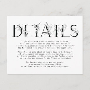 Formal Black Floral Letters Wedding Enclosure Card