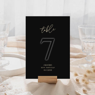 Formal Black Gold 30th Birthday Table Number 7