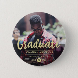 Formal Black & Gold Graduation Party   Photo 6 Cm Round Badge