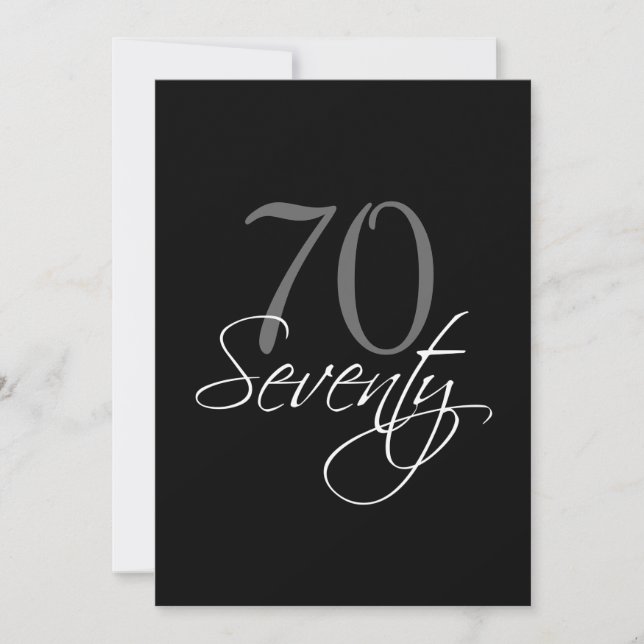 Formal Black Grey 70th Birthday Invitation (Front)