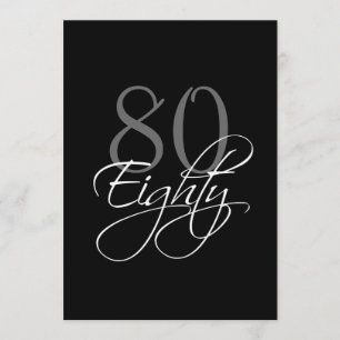 Formal Black Grey 80th Birthday Invitation
