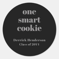 Formal Black Grey One Smart Cookie Round Sticker