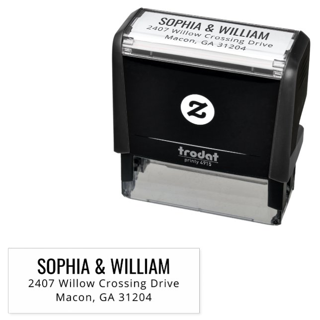 Formal Black Minimalist Address Self-inking Stamp (In Situ)