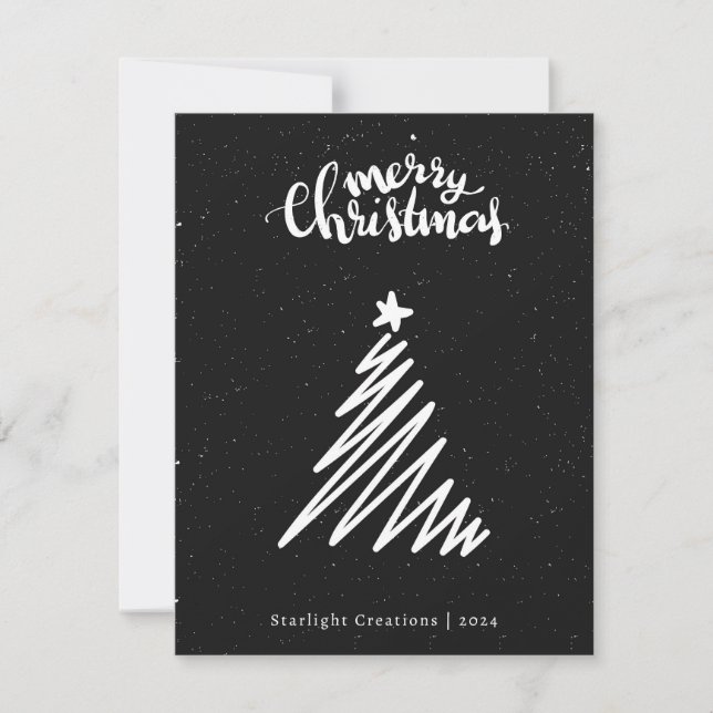 Formal Black Minimalist Small Business Christmas Holiday Card (Front)
