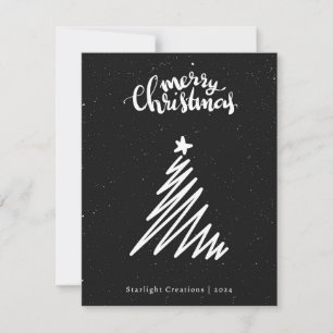 Formal Black Minimalist Small Business Christmas Holiday Card