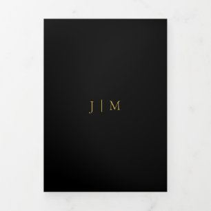 Formal Black Modern Gold Sophisticated Design Tri-Fold Card