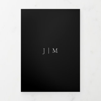 Formal Black Modern Wedding Tri-Fold Card