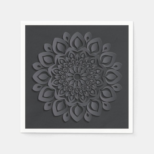 Formal Black Paper Cut Mandala Napkin (Front)