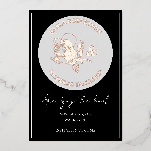 Formal Black Save The Date Foil Card (Front)