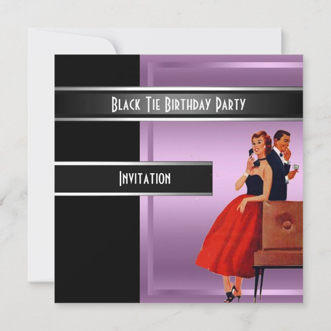 Formal Black Tie birthday Party Invitation (Back)