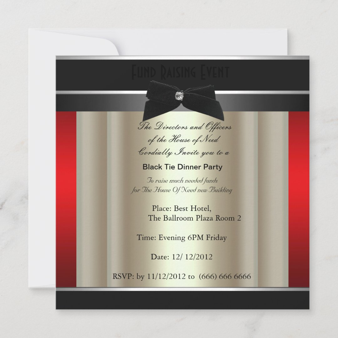 Formal Black Tie Dinner Party Invitation | Zazzle