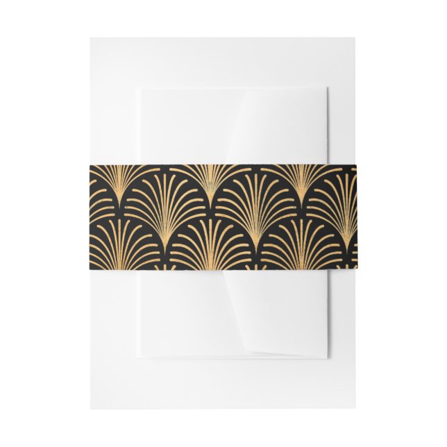 Formal Black Tie Gold Art Deco Invitation Band Invitation Belly Band (Front Example)