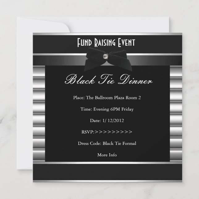 Formal Black Tie Metal Stripe Corporate Invite (Front)
