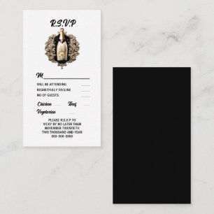 Formal black tie sparkling wine event rsvp advice card