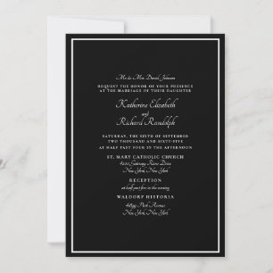 Formal Black Wedding Bride Parents Invitation