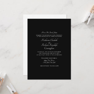 Formal Black Wedding Parents One Venue Invitation