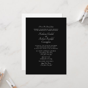 Formal Black Wedding Parents Two Venues Invitation